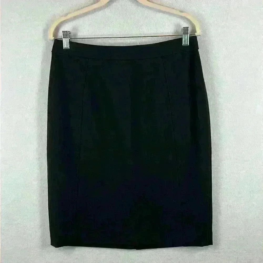 Halogen Pencil Skirt Size 8 Black Kick Pleat Polyester Blend Lined